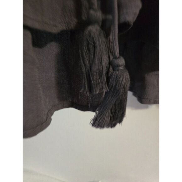 Kensie Jeans Charcoal Purple Hi-lo Crepe Tassel Peasant Blouse Large - Picture 9 of 10